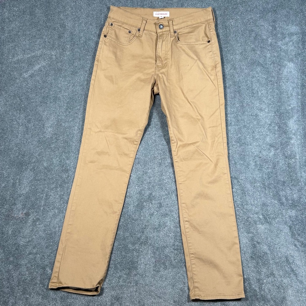 Lucky Brand 121 Slim Straight Khaki Pants Mens 29x29 Tan Chino 5-Pocket 7M12644
